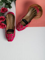 Pink Khussa with leafy gold embroidery-2407 - Image 4