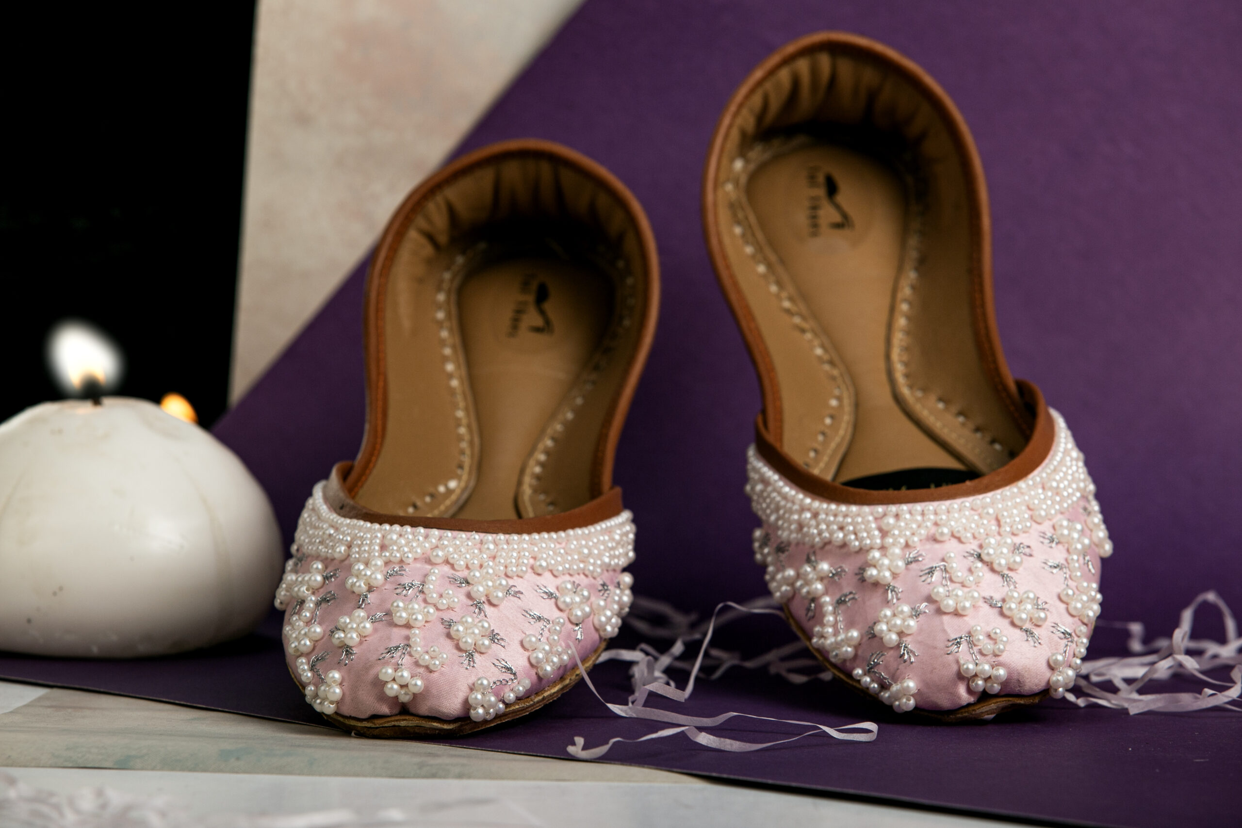 Powder Pink Khussa with Pearls Powder Pink Khussa with Pearls