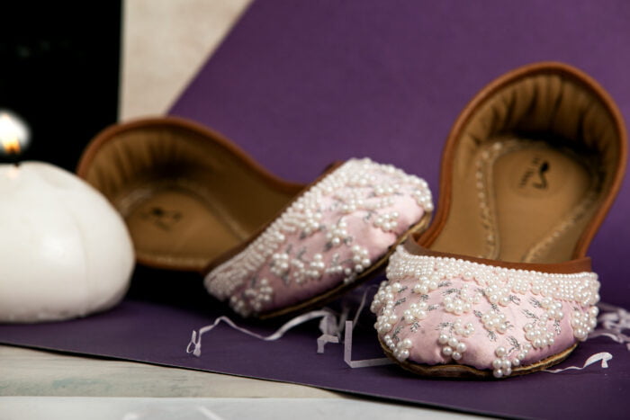 Powder Pink Khussa with Pearls