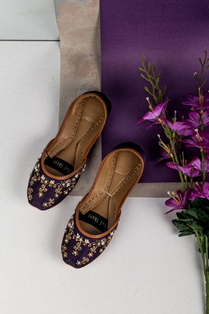 Purple embroidered khussa