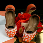 Orange embroidered khussa