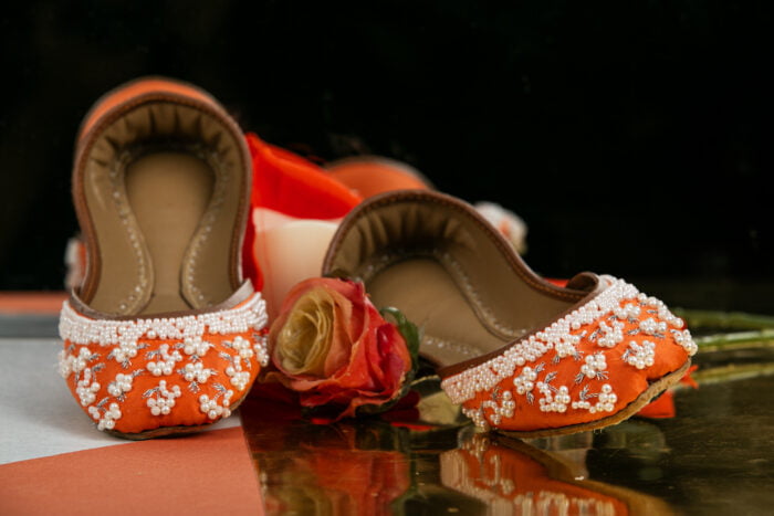 Orange khussa with pearls for Her-2269 - Image 3