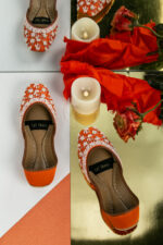 Orange khussa with pearls for Her-2269 - Image 2