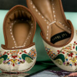 True Love Peacock embroidered Khussa Black