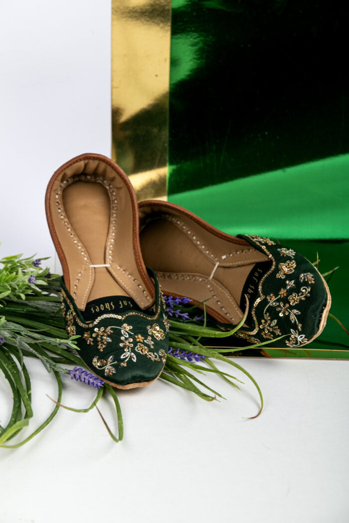 Pine Green embroidered Khussa