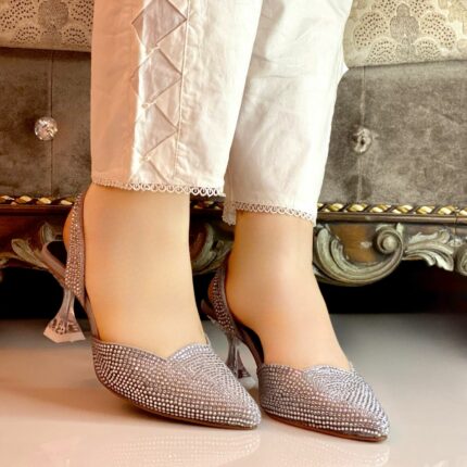 silver heels for her