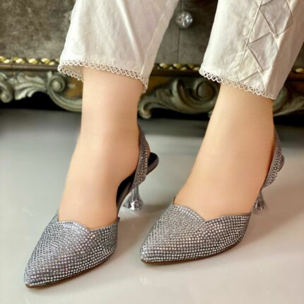 silver heels for her