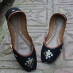 Black Khussa With Golden Bunch