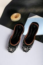 Black Net Khussa With  Silver Embroidery-2400 - Image 2