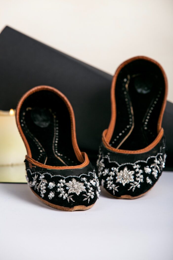 Black Net Khussa With  Silver Embroidery-2400 - Image 3