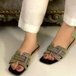 Black Flats In Glitter Beads-3344 - Image 3