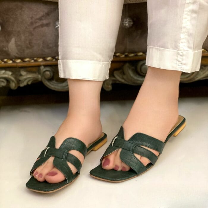 Casual Green Slippers For Her-3342 - Image 2