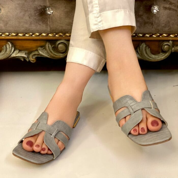 Casual Grey Slippers For Her-3342 - Image 3