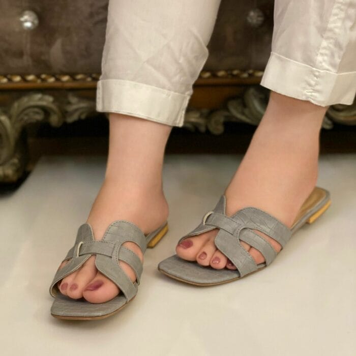 Casual Grey Slippers For Her-3342 - Image 2