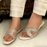Shimmery Flats In White-3350 - Image 3