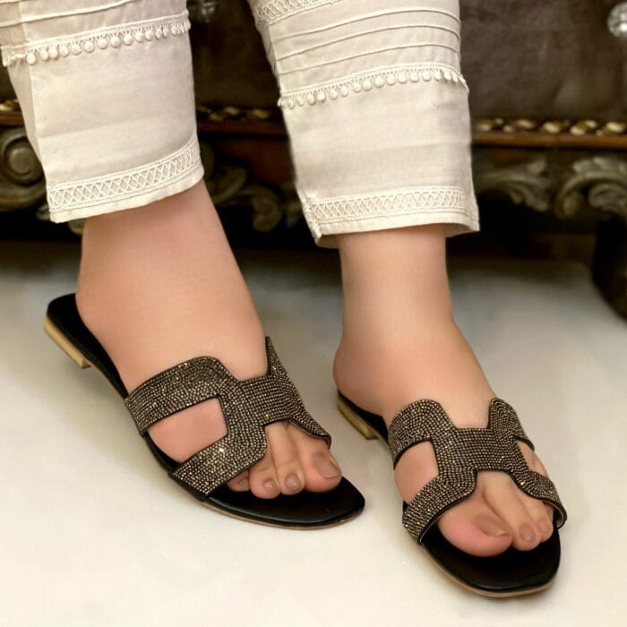 Shimmery Flats In Black-3350 - Image 3