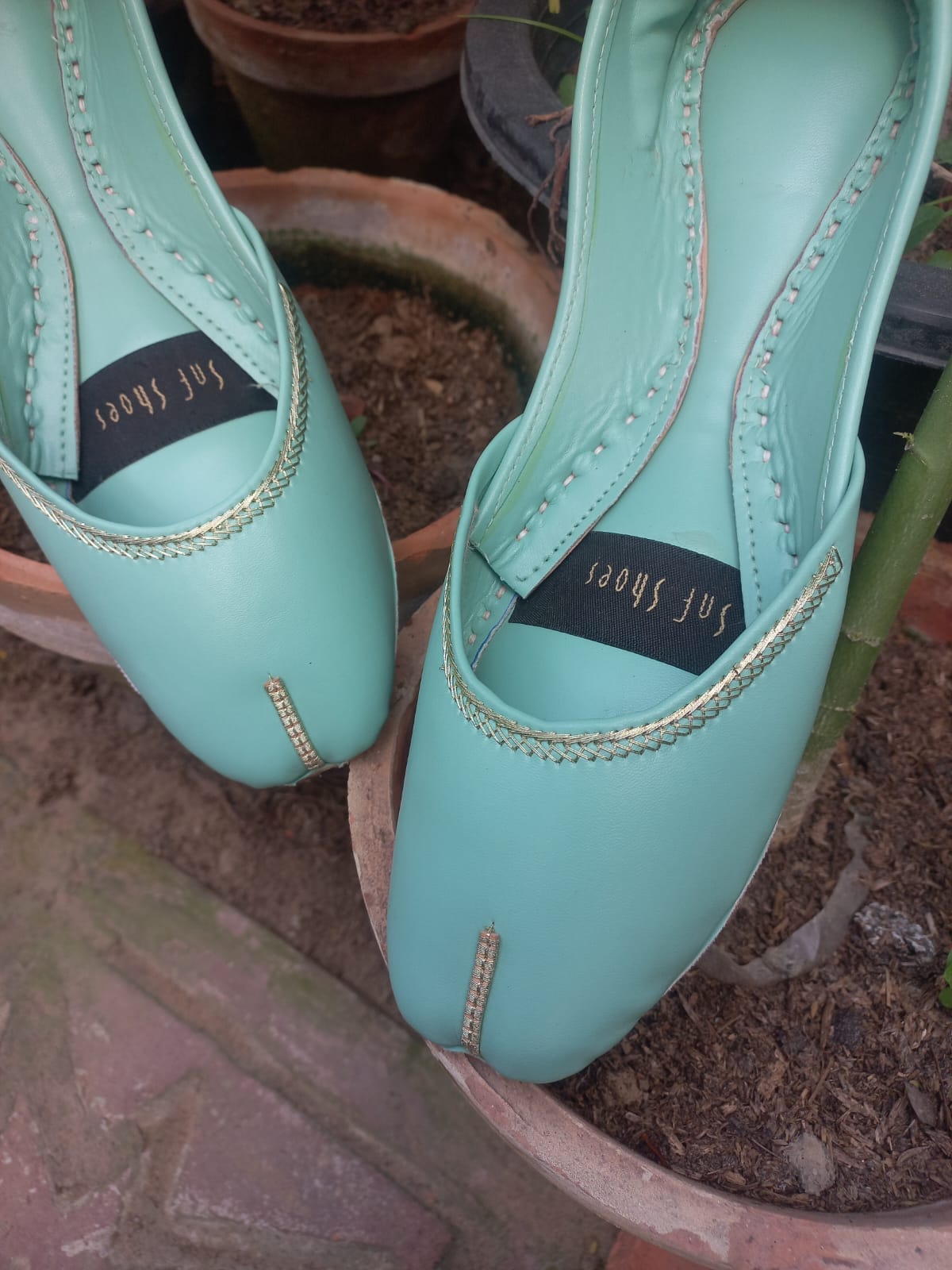 Plain Sea Green Khussa For Her Plain Sea Green Khussa For Her