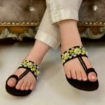 Black Embroidered Jute Kolapuri-3355 - Image 3