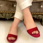 Shimmery Maroon Flats For Women-3343 - Image 3