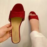Shimmery Maroon Flats For Women-3343 - Image 2