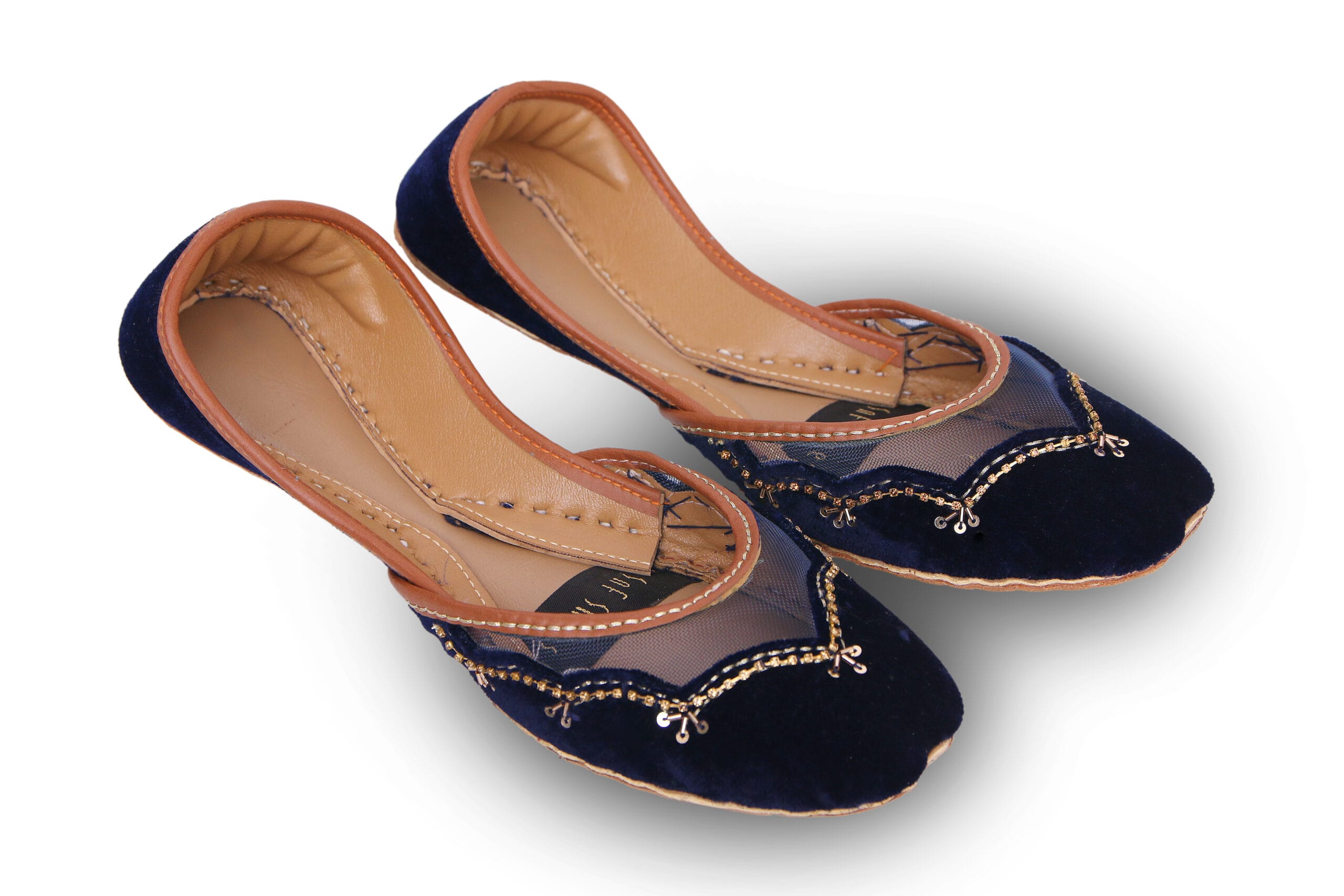 Blue Net Valvet Khussa For Her Blue Net Valvet Khussa For Her