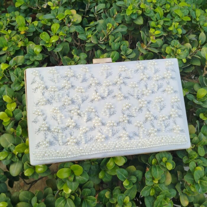 White hand embroidered Clutch For Her-CL-91 - Image 2