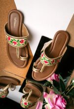 Off White Hand Painted Kolapuri For Her-3364 - Image 2