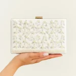 White hand embroidered Clutch For Her-CL-91
