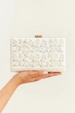 White hand embroidered Clutch For Her-CL-91