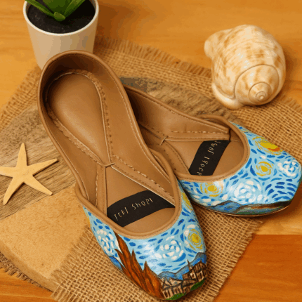 Starry night hand painted khussa