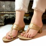 Golden Kolapuri With Block Heel-7236 - Image 2
