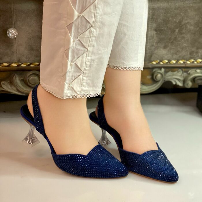 Blue Glitter Shiny Heels For Her-7232 - Image 2