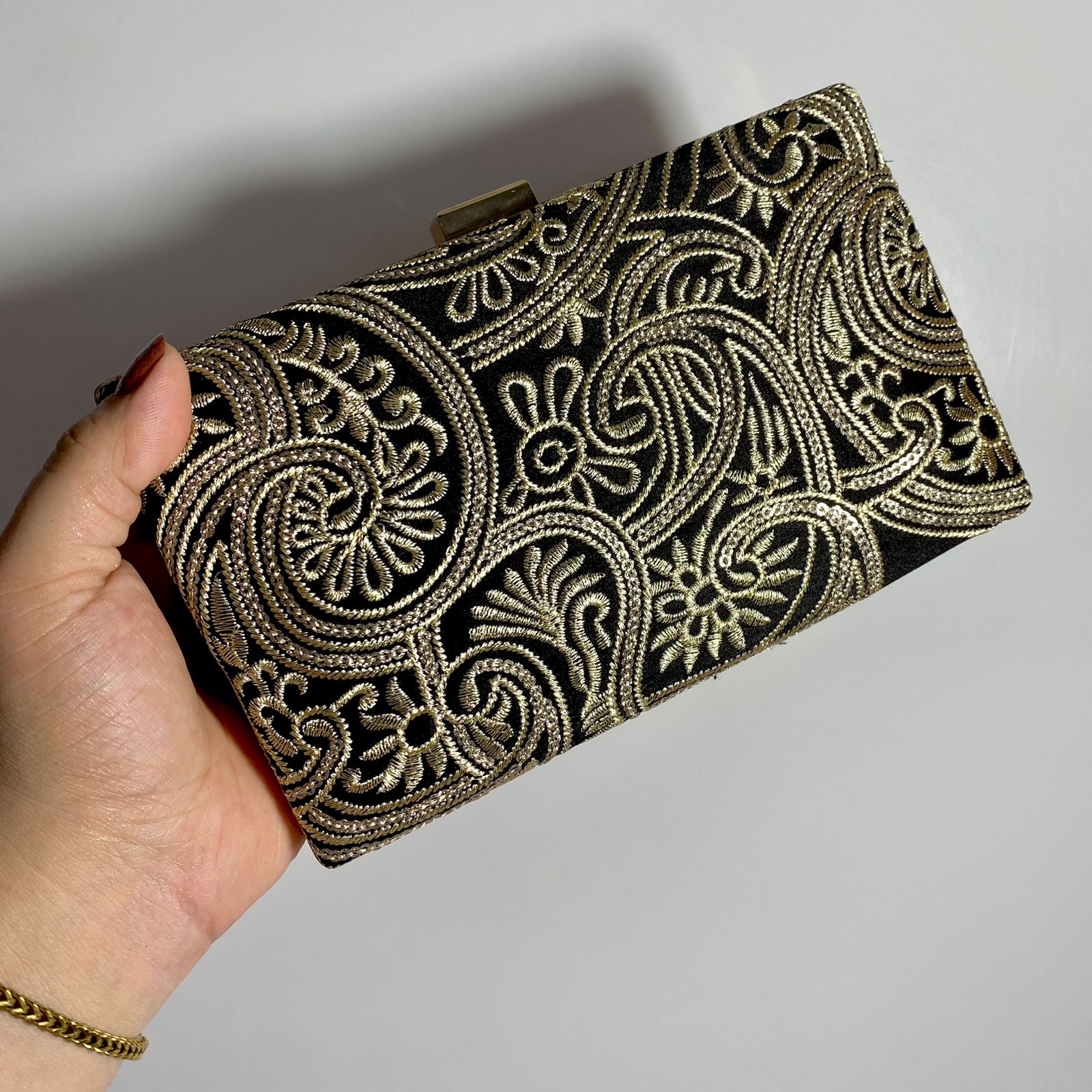 Black Clutch With Golden Work Black Clutch With Golden Work