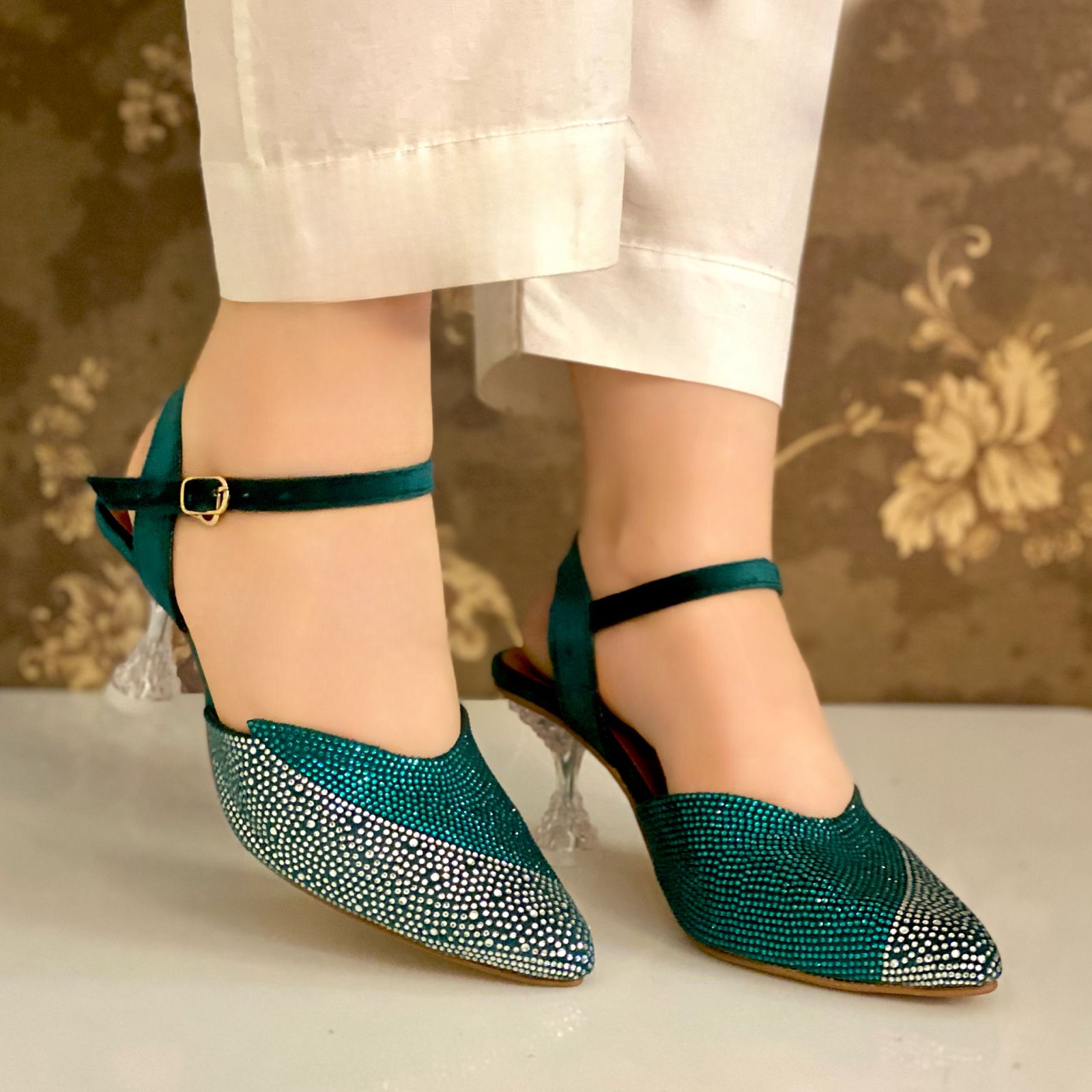 silver and green heels for her silver and green heels for her