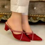 Maroon Pumps In Block Heel-7252 - Image 2