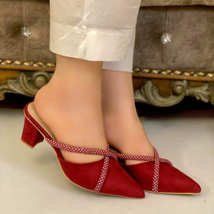 Maroon Pumps In Block Heel-7252 - Image 2