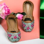 seagreen khussa with thread work