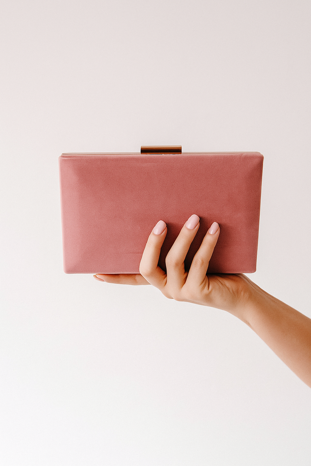Light Pink Plain velvet Clutch For Her-Cl-130 Light Pink Plain velvet Clutch For Her-Cl-130
