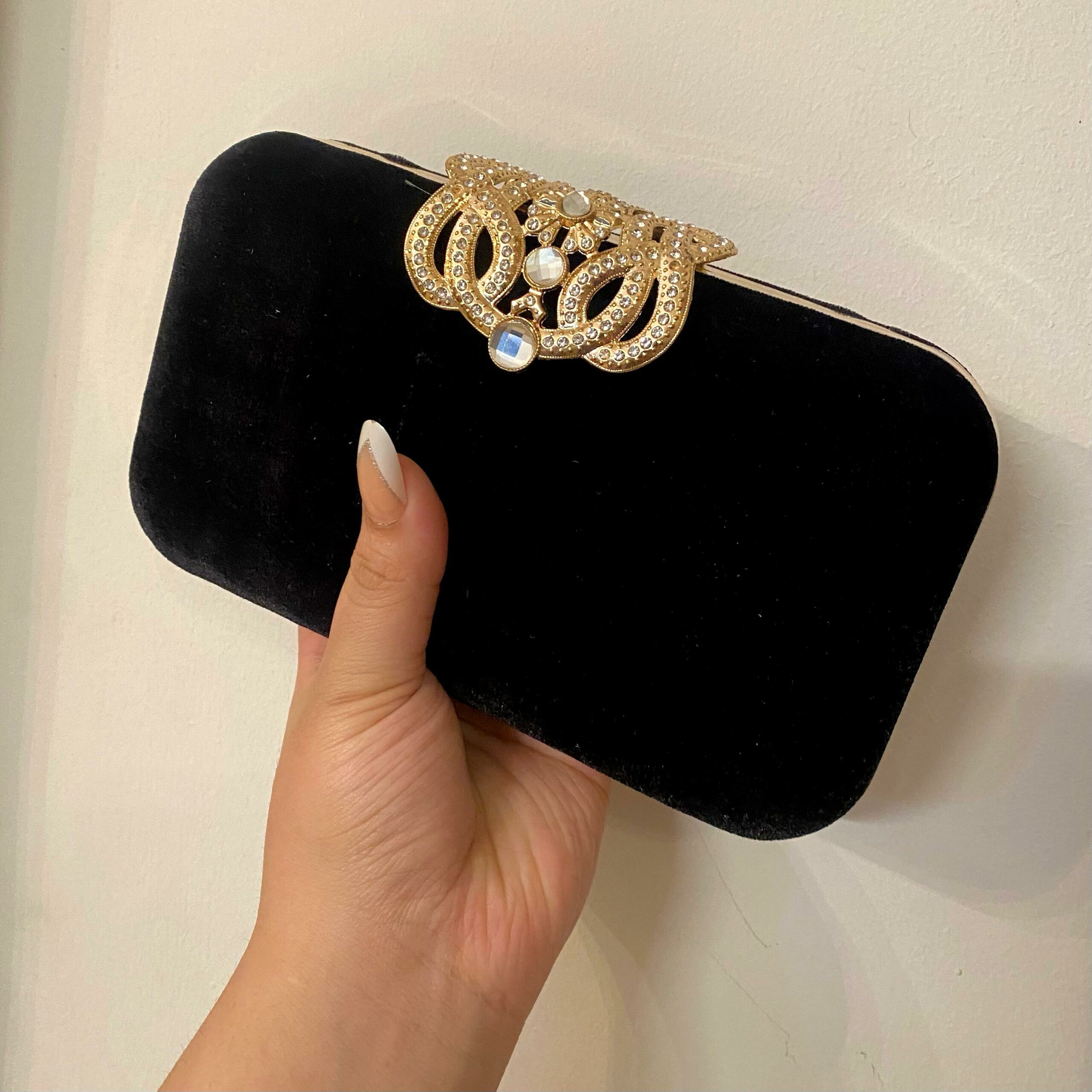 Royal Emblem Clutch In Black- Royal Emblem Clutch In Black-