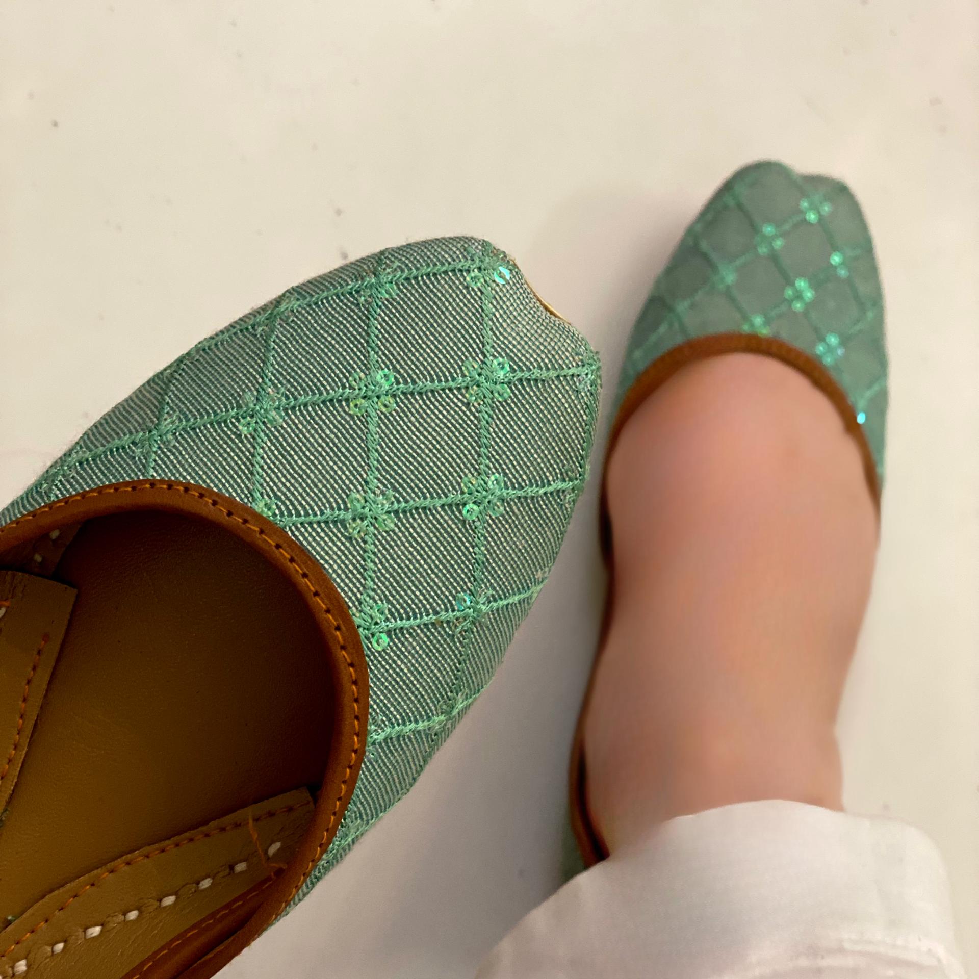 Sea Green Khussa With Stars Sea Green Khussa With Stars