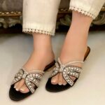 Shimmery Black Flats For Her-3372 - Image 2