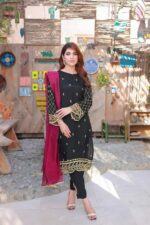 Midnight Elegance - Embroidered Unstitched 3-piece suit - Image 7