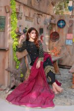 Midnight Elegance - Embroidered Unstitched 3-piece suit - Image 6