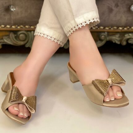 Golden Bow Heels For Her