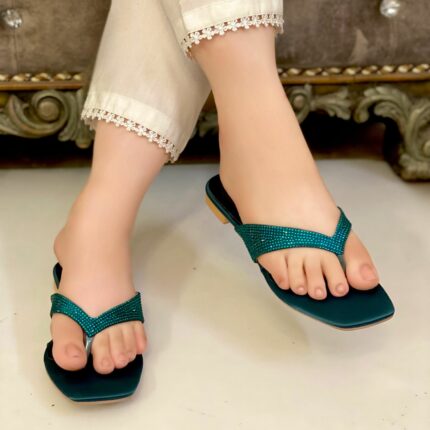 Shimmery Flats In Green