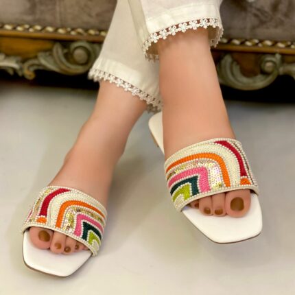 White And Multi Flats For Her