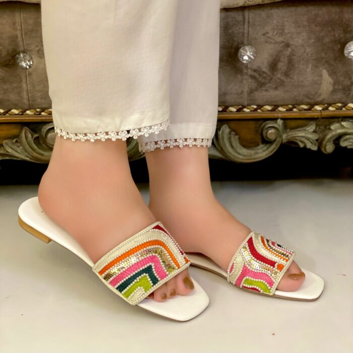 White Multi Flats For Her-3408 - Image 2