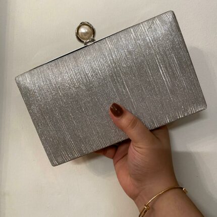 Shiny Silver Clutch For Her