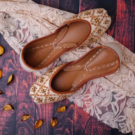 Off white khussa with gold work by SNF