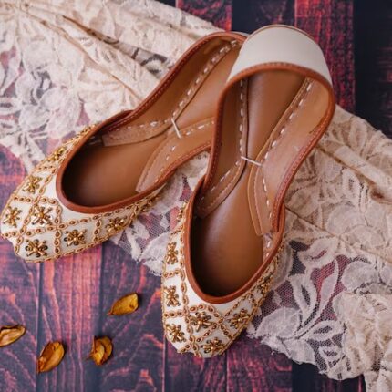 Off white khussa with gold work by SNF